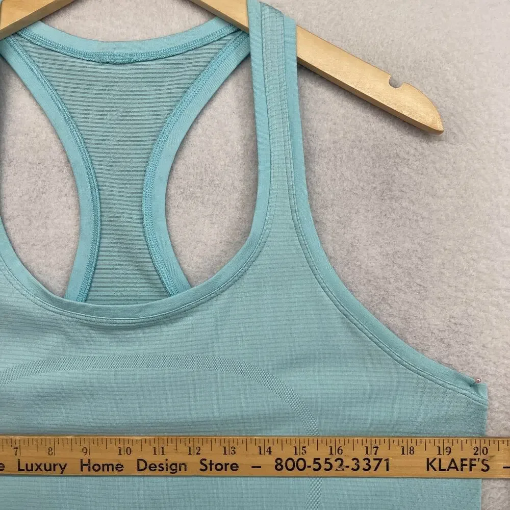 LULULEMON Top Womens L Swiftly Tech Racerback Tank 2.0 Striped Running Blue - Picture 10 of 13